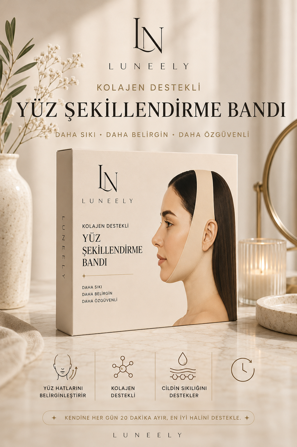 Luneely Sculpt Mask™ Kolajen Destekli Çene ve Yüz Bakım Maskesi